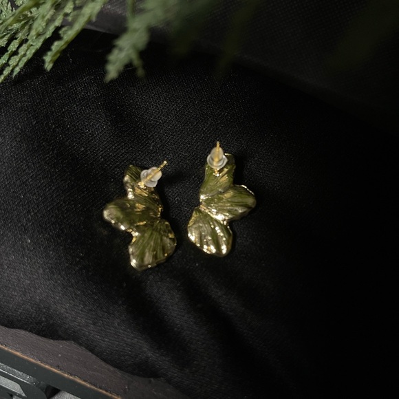 New Maple Leaf Flower Earrings. Gold - Blue Luxury Colorful NEW - Picture 4 of 4
